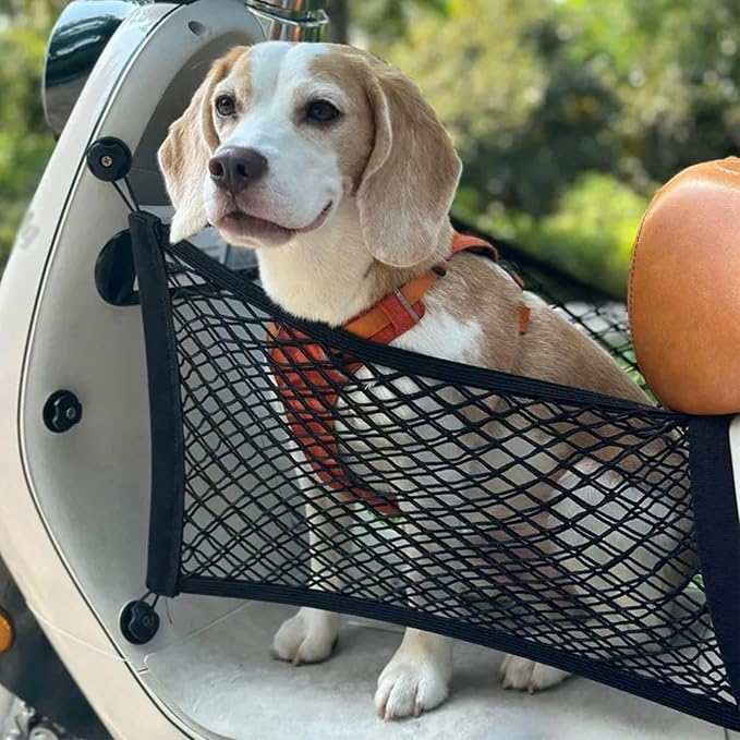 Pet Basket for Bike, Multi Size Elastic Nylon Mesh | Stretchy Woven Nylon, Firm Screw Mount, Anti Escape Pet Protection Barrier(90x30cm/35.4x11.8in)