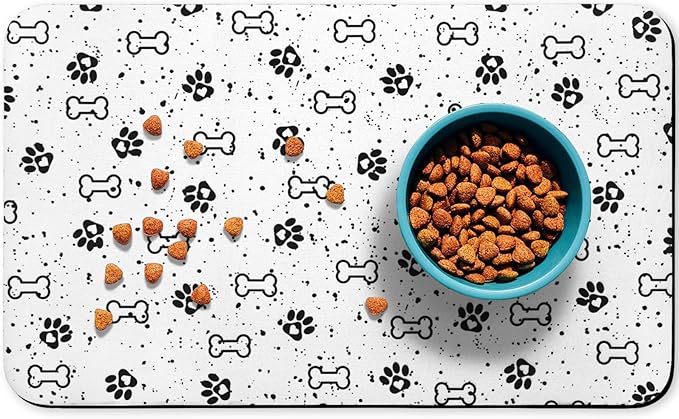 Dog Food Mats,Cat Absorbent Water Bowl Feeding Mats Pet Placemats for Food and Water Spot 16 * 24 inch