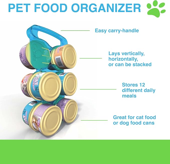 Stackable Pet Food Organizer - Fits 5.5 oz Cans, Holds 12 | 1 Piece, The Perfect Pet Food Storage Solution, Holds 12 Pet Food Cans for Easy Access, Food Carrier for Storage and Travel