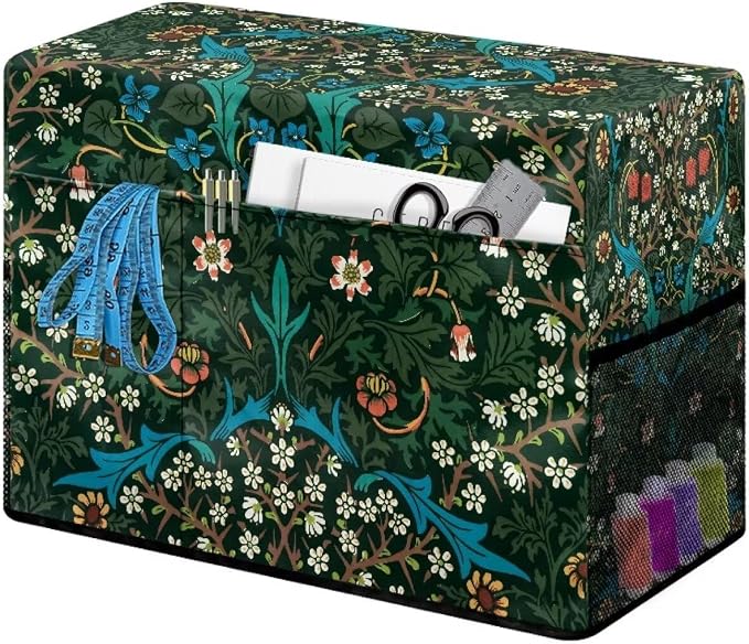 Green William Morris Pattern Sewing Machine Cover - Fits Standard Singer, Brother and Janome Machines, Protecting & Decorating Your Sewing Space (Green)