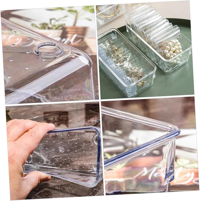 Lurrose 6pcs Multi-functional Clear Drawer Organizer Set Transparent Storage Trays for Makeup Office Supplies and Kitchen Utensils for Spaces and Easy Cleaning