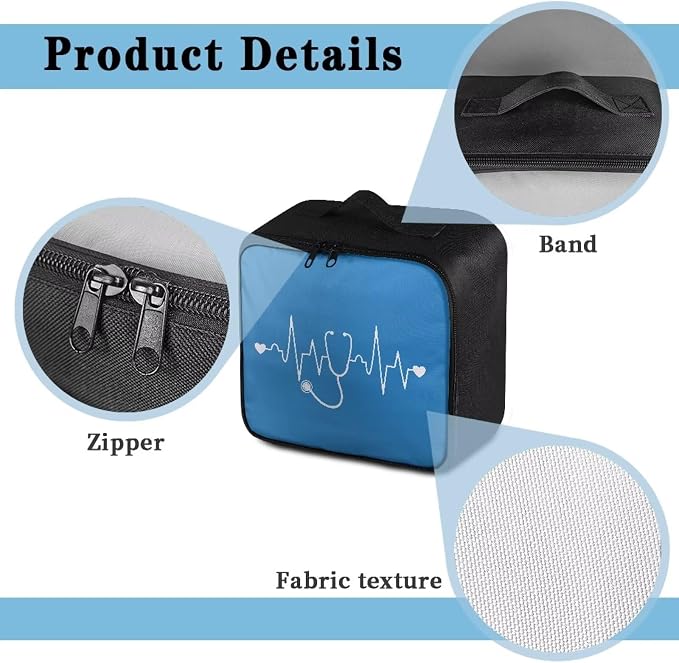 First Aid Bag Empty Medium Medical Bag Nurse Stethoscope Blue Travel Medicine Kit Bag for College Dorm Student Medical Supplies Organizer Bag Portable Kit for Traveling