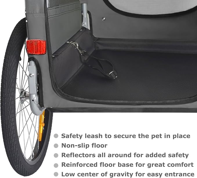 DOGGYHUT® Premium Large Pet Bike Trailer, Up to 77 lbs (Gray) | Bicycle Trailer for Small Medium or Large Dogs, Dog Bicycle Carrier, Low Center of Gravity, Folding Frame Cart