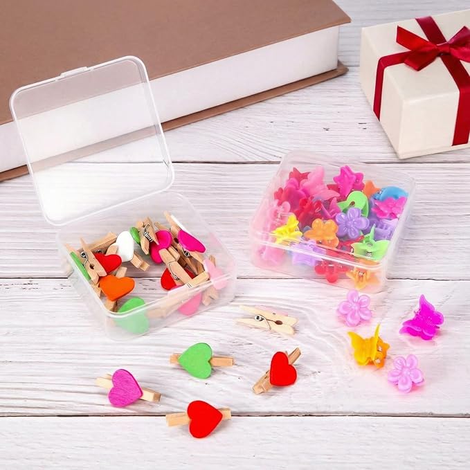 24 Packs Small Clear Plastic Beads Storage Containers Box with Hinged Lid for Storage of Small Items, Crafts, Jewelry, Hardware(3.3 x 3.3 x 1.2 Inches)