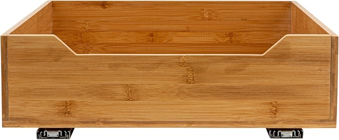 Household Essentials Glidez Bamboo and Steel Pull-Out/Slide-Out Storage Organizer for Under Cabinet Use - 1-Tier Design - Fits Standard Size Cabinet or Shelf, Natural