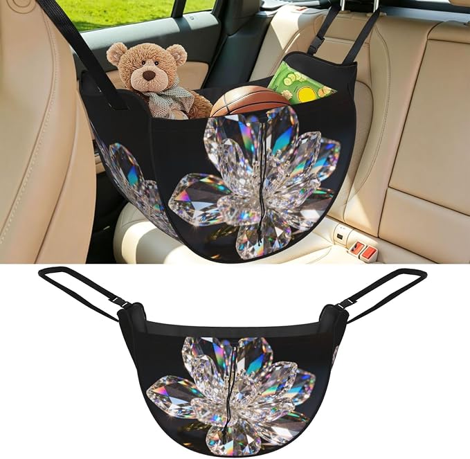 crystal Car Seat Organizer-Backseat Storage Bag for Travel | Waterproof Durable. Holds Snacks Gear Essentials. Fits Most Cars.