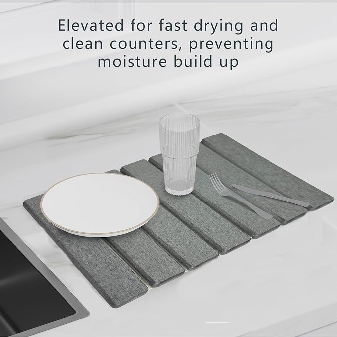 Stone Drying Mat of Kitchen Counter, Water Absorbent Diatomite Bath Mat