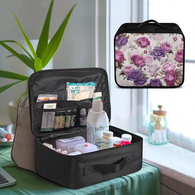 Rnyleeg First Aid Bags Empty Emergency Medical Trauma Bag Car First Aid Kit Compact Lightweight Travel Medicine Pouch Organizer Rose
