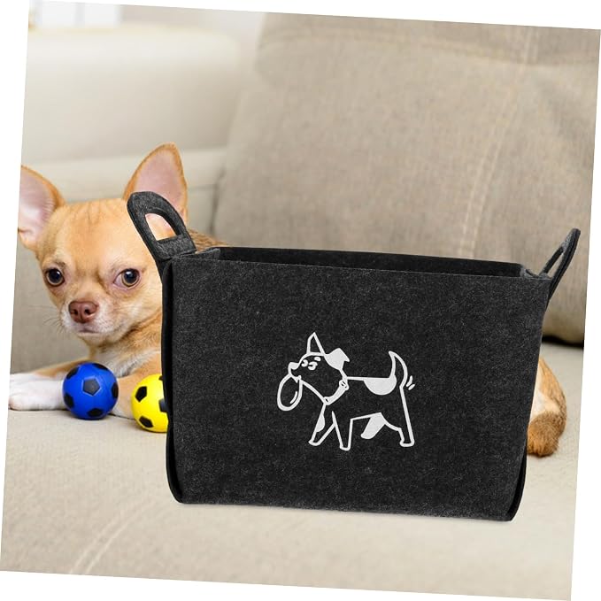 Felt Dog Toy Storage Organizer and Wear-resistant Felt Basket with Handle for Pet Toys and Household Items Color