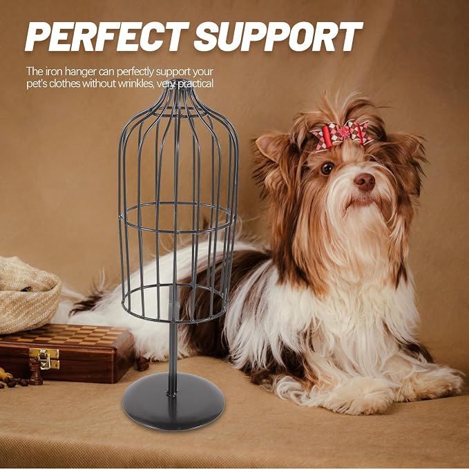 Iron Pet Clothing Mannequin Rack for Dogs and Cats, Black Sturdy Iron Coat Hanger with Unique Design, Practical Small Clothes Display Stand for Indoor and Outdoor Use