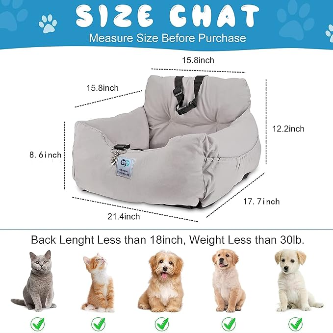 Aidou Dog Booster Seat for Small to Large Dogs & Cats, Pet Travel Safety Seat with Storage & Dual-use Car & Home Bed (Small Pink)