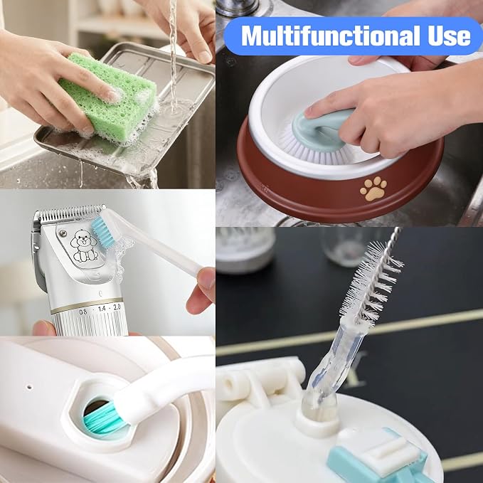 Pet Water Fountain Cleaning Kit,10 Pcs | Dog and Cat Water Fountain Cleaner Brushes Kit,Pet Drinking Dispenser Washing Kit with Sponge Wipe,Handle Brush,Crevice Brush