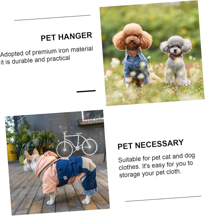 Abaodam 3Pcs Dog Clothes Hangers Sturdy Iron Pet Garment Storage Organizer for Home Pet Shop Use Durable Design for Keeping Apparel Neat Tidy