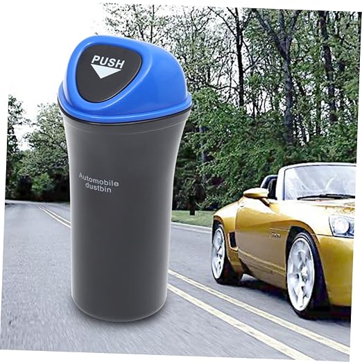 Healifty Portable Trash Can with Leakproof Cover Clip Auto Garbage Bin Organizer for Vehicle Storage Space Saving Blue Car Organizer for Snacks Supplies and Pet Food