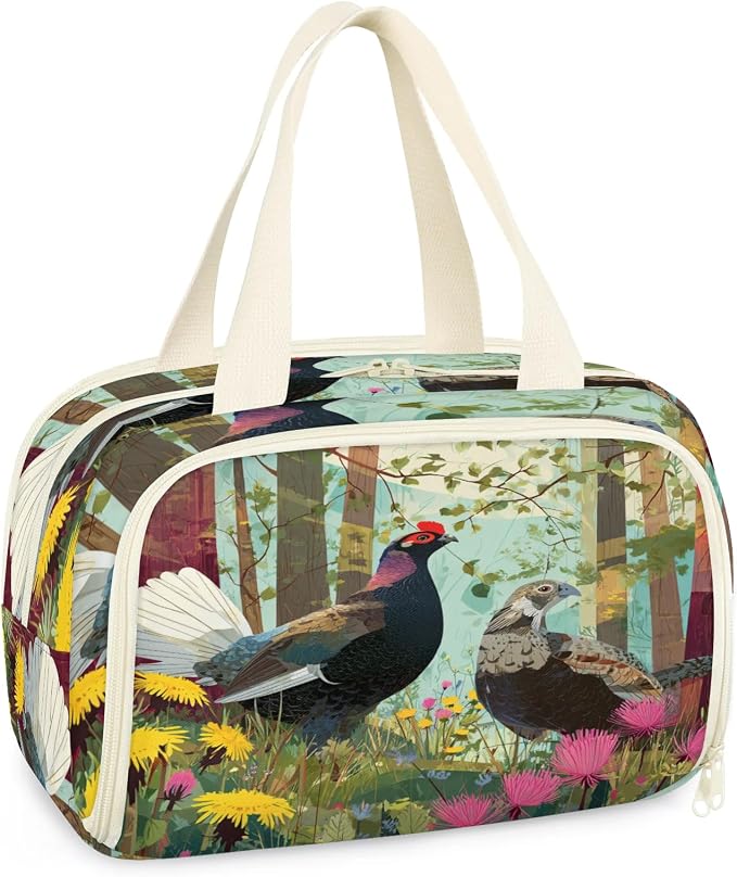 Black Grouse Chicken Travel Toiletry Bag for Women | Summer Forest Lightweight Waterproof Makeup Cosmetic Bag Large Tote Organizer for Traveling, Toiletries, Accessories
