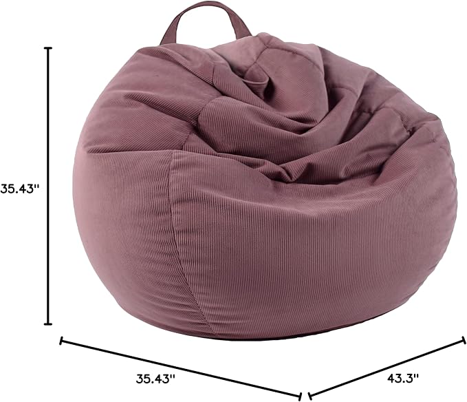 LPMOERA Stuffed Animal Storage Soft Bean Bag Cover No Filler Dusty Pink | Skin-Friendly,Portable,Wide Easy-Load Opening,Hidden Zipper,Decorative Organizer