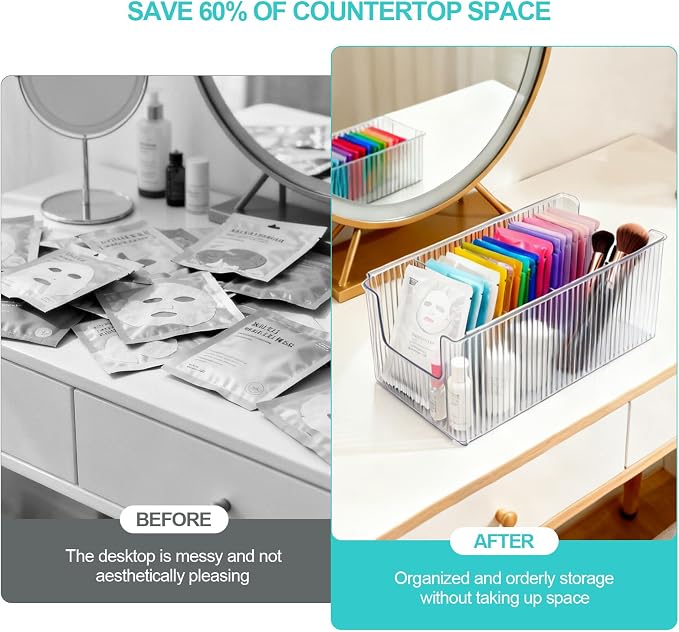 Expandable Desk Drawer Organizer, Clear Storage Containers, Vanity Storage Box, Medicine Storage Box, with Removable Dividers, for Kitchen, Bathroom, Office Makeup(2 Pcs)