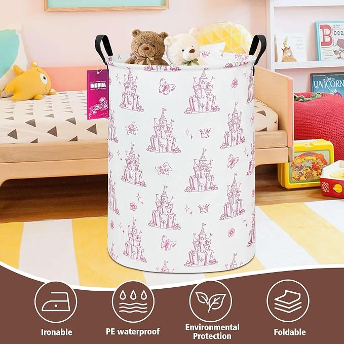 Castle Storage Bin Nursery Organizer Basket | Organizer Bin Dirty Clothes Collapsible Waterproof for College Dorms, Boys and Girls Bedroom,Bathroom