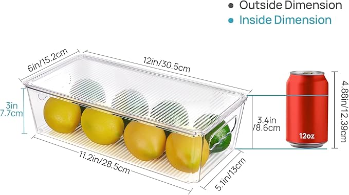 Vtopmart 10pcs Clear Stackable Storage Bins with Lids | BPA-free food-grade PET, Stackable with Lids Included, Easy to Move, For Fridge Freezer Pantry Cabinet Kitchen Organization