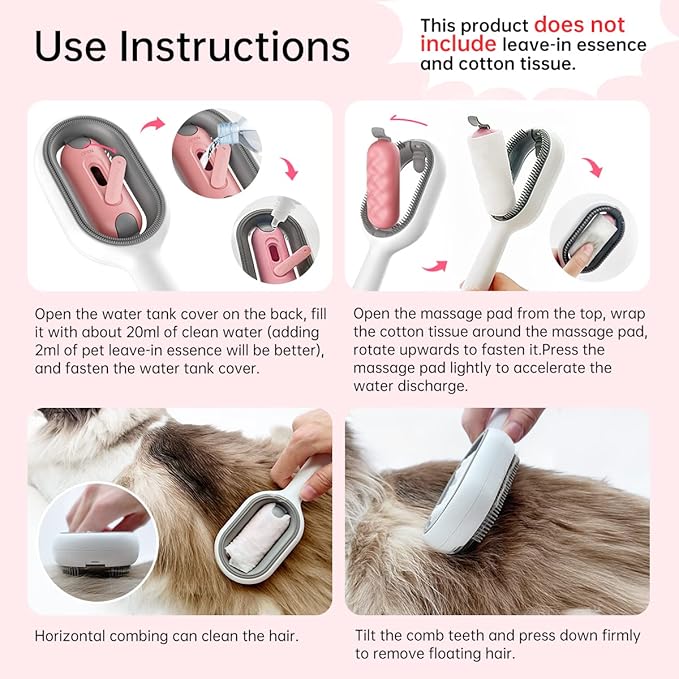 Petgravity Cat Brush with Water Tank Pet Hair Removal Comb Slicker Brushes for Dogs Cats Grooming Tool Removes Loose Undercoat Mats Tangled Hair Brush for Pet Massage (LongHaired Blue)