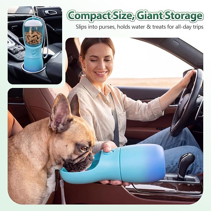 Dog Water Bottle Puppy Essentials, Portable Filtered Dispenser with Travel Dog Food Storage Container, Pet Supplies Gifts Stocking Stuffer Treat Pouches for Pet Training Outdoor Walking Hiking Camping