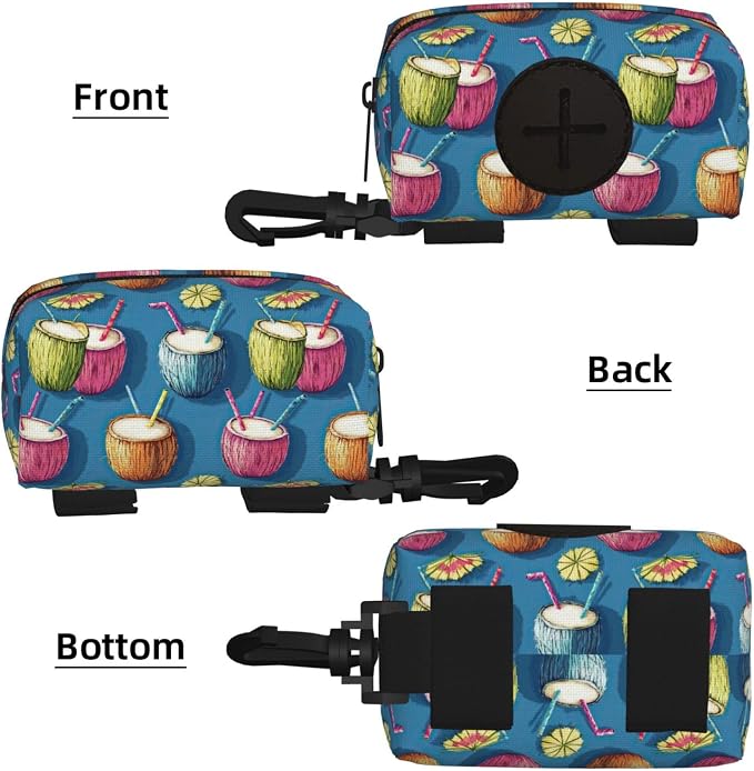 Coconut Drinks Pet Waste Bag Dispenser 0.2L | Portable Dog Poop Holder Waste Bag With Zipper Park Doggy Walking Accessory