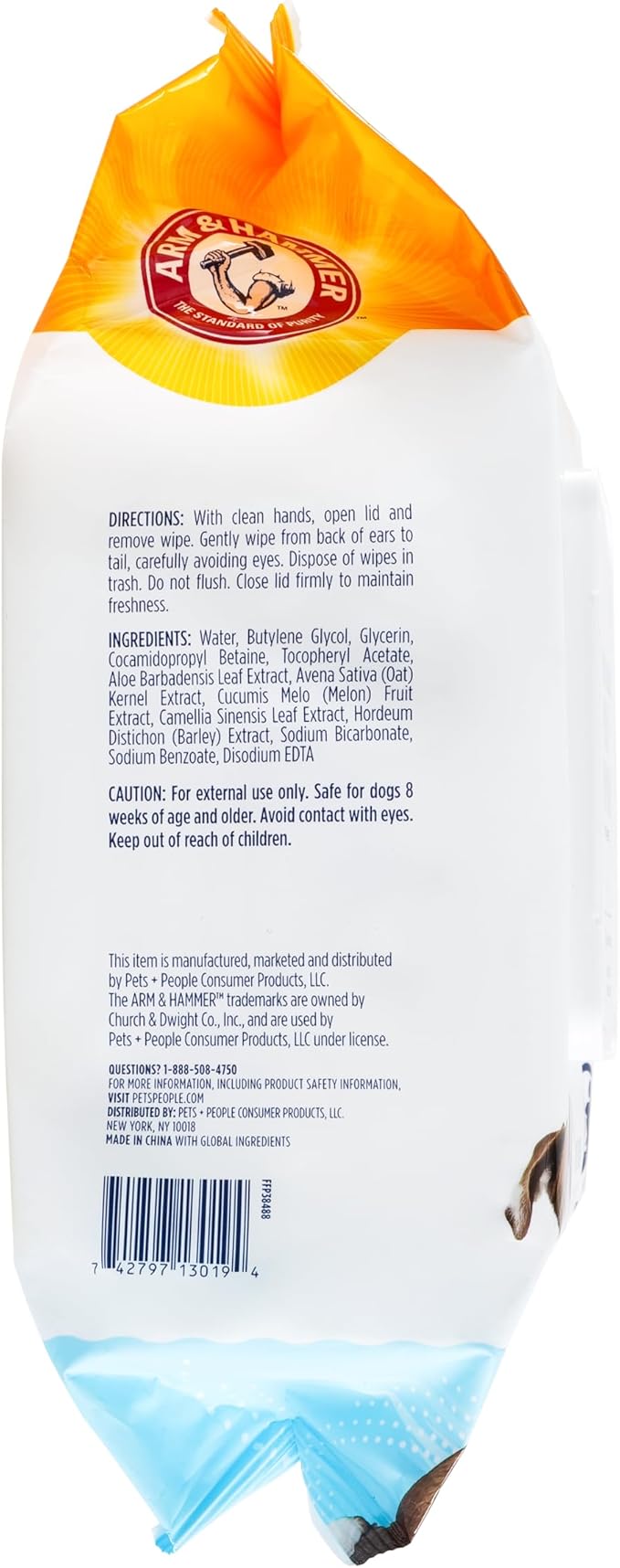 Arm and Hammer for Pets Hypoallergenic Wipes for Dogs, Unscented - Odor Eliminating Waterless Cleaning Wipes with Baking Soda, Gentle on Sensitive Skin, Dogs, 100 Count