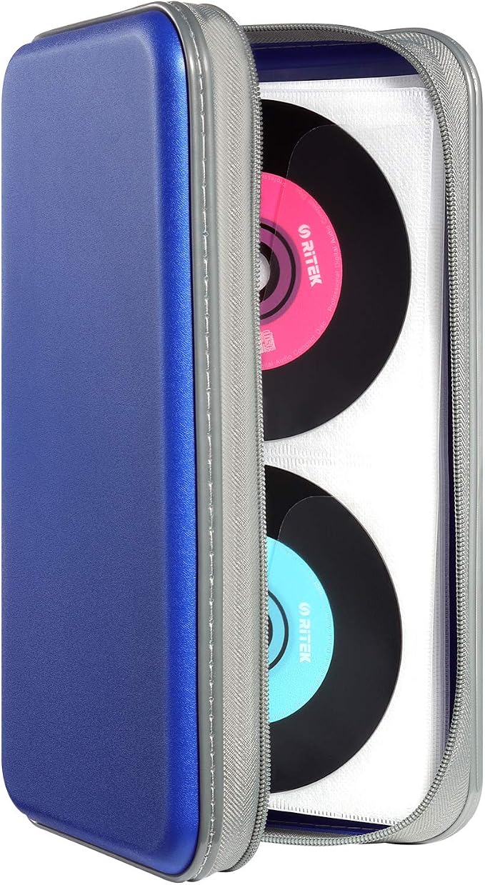 UENTIP CD Case,96 Capacity Hard Plastic DVD Case Holder for Car Home Travel | CD DVD Storage,Zipper Closure,Scratch-Resistant Sleeves,Stay Away Dust and Damp,Storage Music Video Gaming Discs Blu-ray