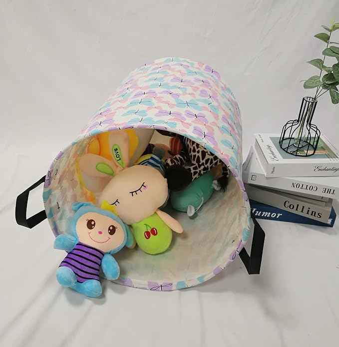 MAIZMZ Storage Bins Toys Box Kids Baby Hamper Waterproof Laundry Basket Canvas Collapsible Gift Organizer Bin for Home/Dorm/Kitchen/Pet/Office/Closet/Shelf/Gift Baskets(Butterfly)