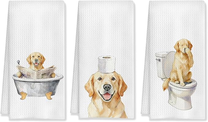 Funny Labrador Bathroom Decor Hand Towels Set of 3,Labrador Mom Gifts, Gifts for Labrador Lovers, Kids Dog Bathroom Decor, 16x24 Inch