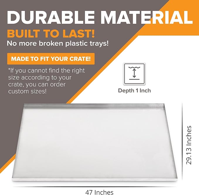 Metal Dog Crate & Kennel Replacement Pan, Stainless Steel, 47.0x29.1 in | Chew-proof, crack-proof, rust-resistant. Fits Most Standard 48 in Crates.
