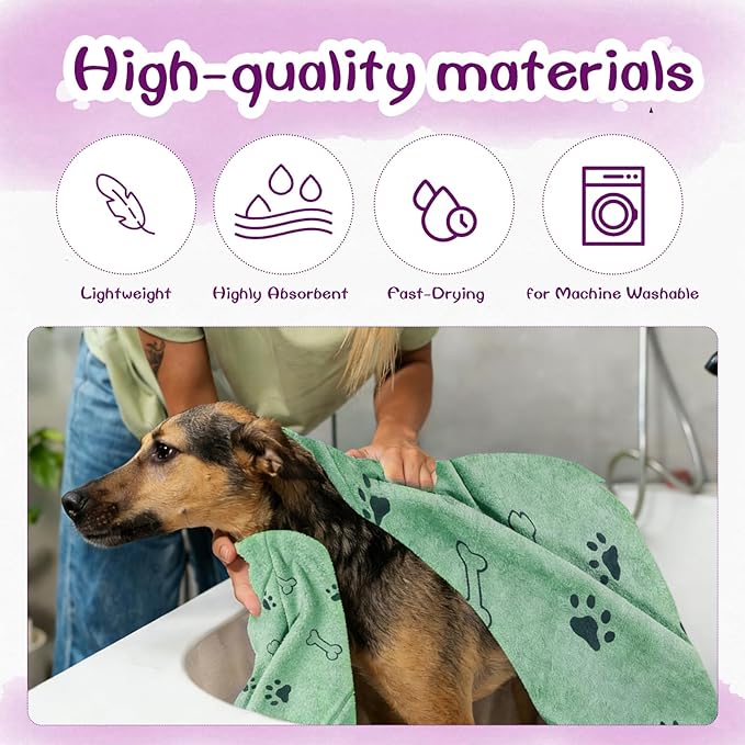 30Pcs Dog Towels for Drying Dogs Bulk 20 x 40 Inch Quick Drying Pet Bath Towels Colorful Pet Grooming Towel Absorbent Microfiber Towel for Small Medium Large Dog Puppy Cat (Teal)