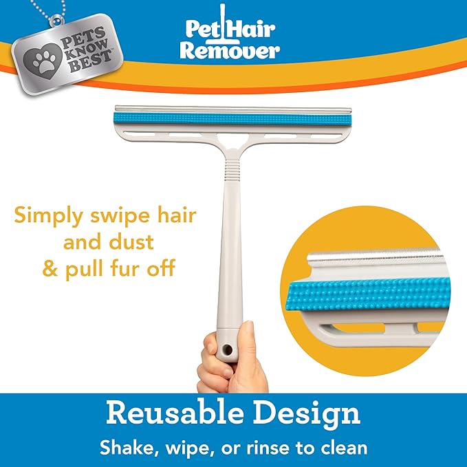 Pets Know Best Pet Hair Remover Cleaning Tool | Dual-Sided Multi-Purpose Carpet Scraper and Rug Rake for Fur Removal in Homes, Car Interiors & on Fabrics, Dogs, Cats, Pets & Animals | As Seen on TV