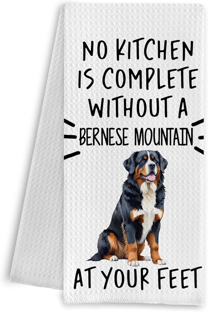 Bernese Mountain Dog Kitchen Towels, Bernese Mountain Dog Gifts, 16x24 Inch Cotton Waffle Weave Dish Towels