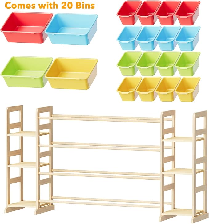 SpaceAid Toy Storage Organizer with 6 Shelves and 20 Bins, Toy Organizers Storage Bookshelf, Kids Bin Shelf Toys Box Bookcase for Bedroom Playroom Organization Room Decor, Multi-Colored