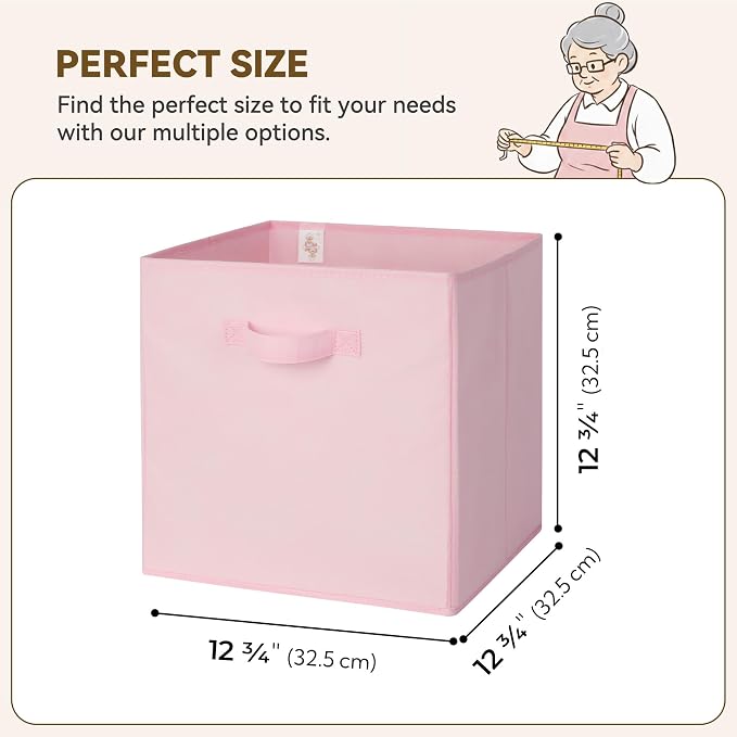 GRANNY SAYS 13x13 Cube Storage Bins, Pink Gradient, 6-Pack | Collapsible, Cube Storage Organizer with Thickened Base Plate, Sturdy Handles, Decorative Baskets for Shelves, Closet