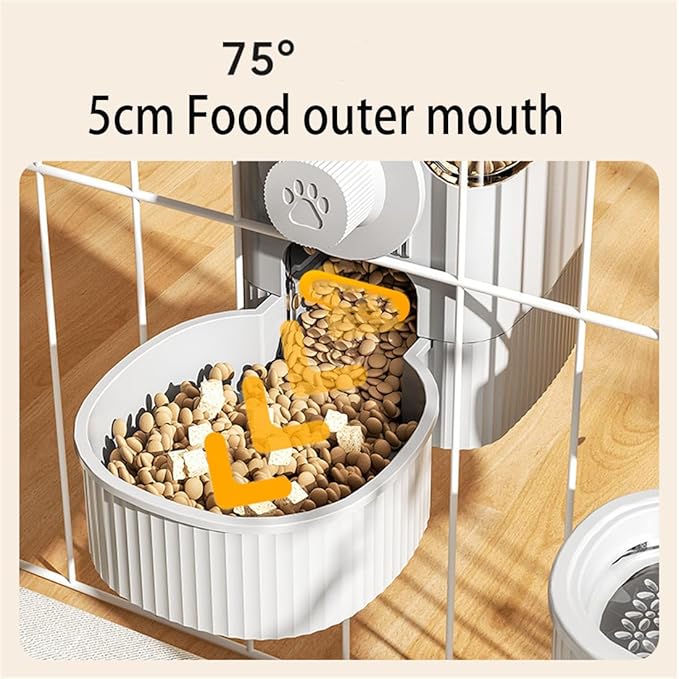 Cage Hanging Bowl Refillable Food Bowls Pet Dog Cat Bowls Kennel Crate Double Bowls for Food and Water with Automatic Water Food Dispense Feeder for Puppy Cat Rabbit (Food Bowl- Grey)
