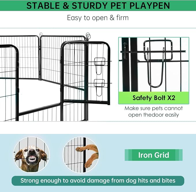 BestPet | Dog Playpen | 40", 16 Panels | Heavy Duty Metal Pet Exercise Pen | Indoor/Outdoor Fence Panels | Rust-Resistant, Removable, Tool-Free Setup | Anti-Skid, Expandable Design