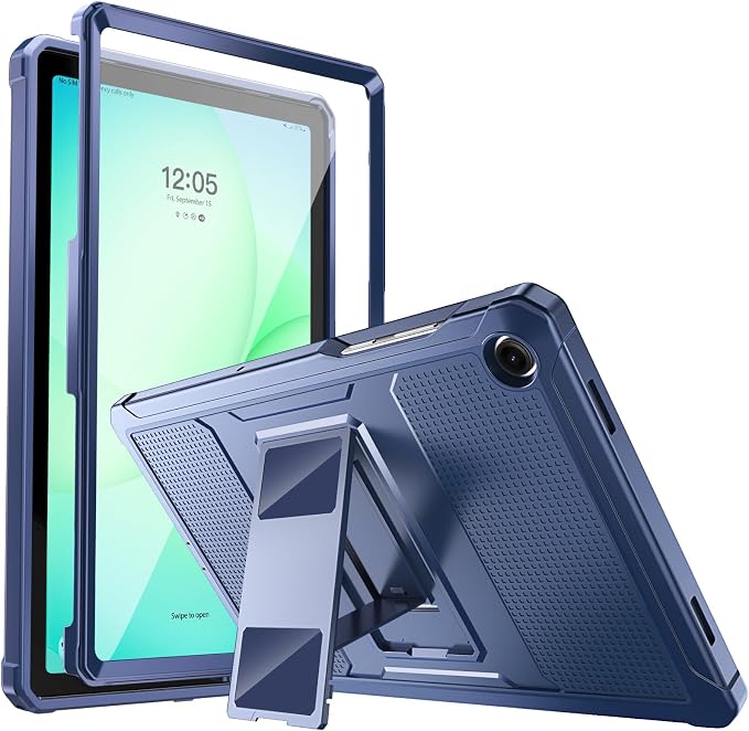 MoKo Shockproof Case Fit Samsung Galaxy Tab A11+ Plus/ A9+ 11 Inch | Full Body Rugged Stand Back Cover with Built-in Screen Protector for Galaxy Tab A11+/ A9 Plus Tablet, Dark Blue
