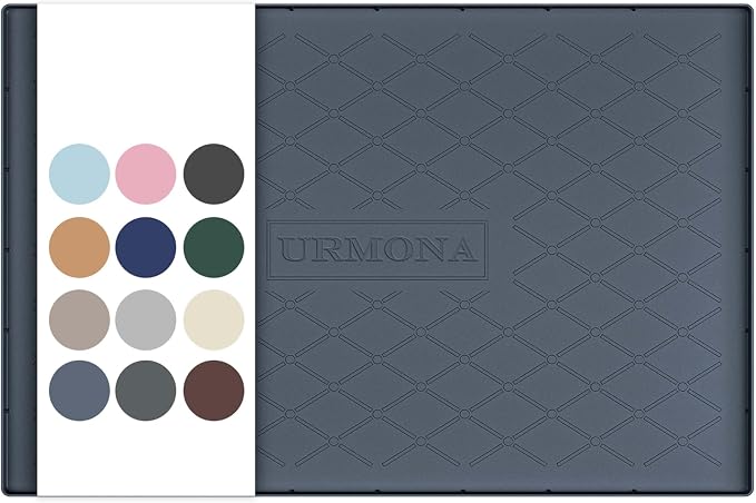 URMONA 34" x 19" Waterproof Silicone Mat in Multiple Sizes & Colors, Under Sink Mat for Kitchen & Bathroom, Pet Food Pad for Dogs & Cats, Kitchen Cabinet Liner, Multi-Purpose for Storage(Dark Grey)