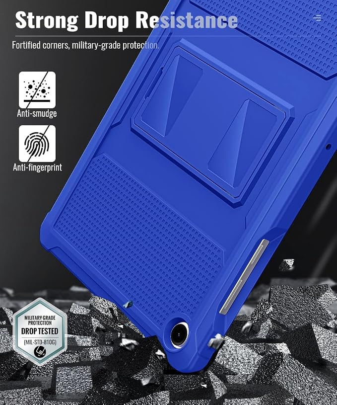 MoKo Shockproof Case Fit Samsung Galaxy Tab A11+ Plus/ A9+ 11 Inch | Full Body Rugged Stand Back Cover with Built-in Screen Protector for Galaxy Tab A11+/ A9+ Tablet, Klein Blue
