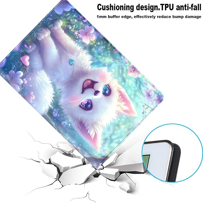 for Samsung Galaxy Tab S7 FE 2021/S8 Plus 2022/S7 Plus 2020 12.4 Inch Tablet Protective Cover with Adjustable Stand and Magnetic Auto Wake/Sleep,Cute Cartoon Cat