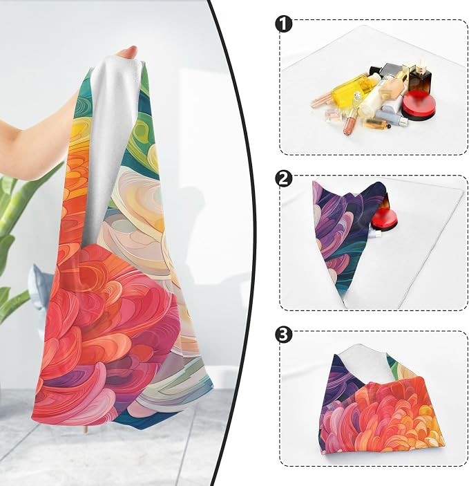 JIPONI Gredient Daisy Flower Makeup Bag, Self-Adhesive Magic Wrap Cloth, Portable Cosmetic Organizer, Camera Lens Protector, Travel Storage for Beauty Essentials, 17.7"x17.7"