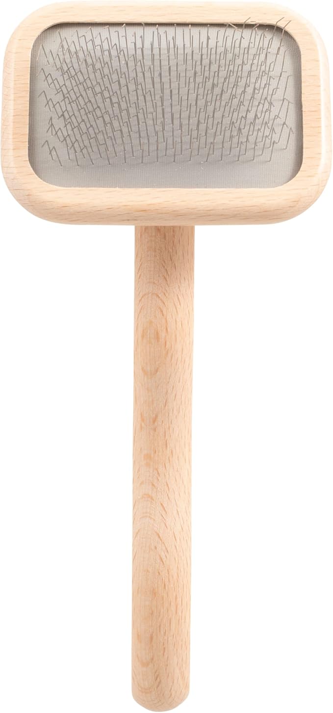 Chris Christensen Mark I Slicker Brush for Dogs, 12mm Pins, Groom Like a Pro, Handcrafted Lightweight Beechwood Ergonomic Handle, Stainless Steel Pins, A5I X-Small. Made in Germany.