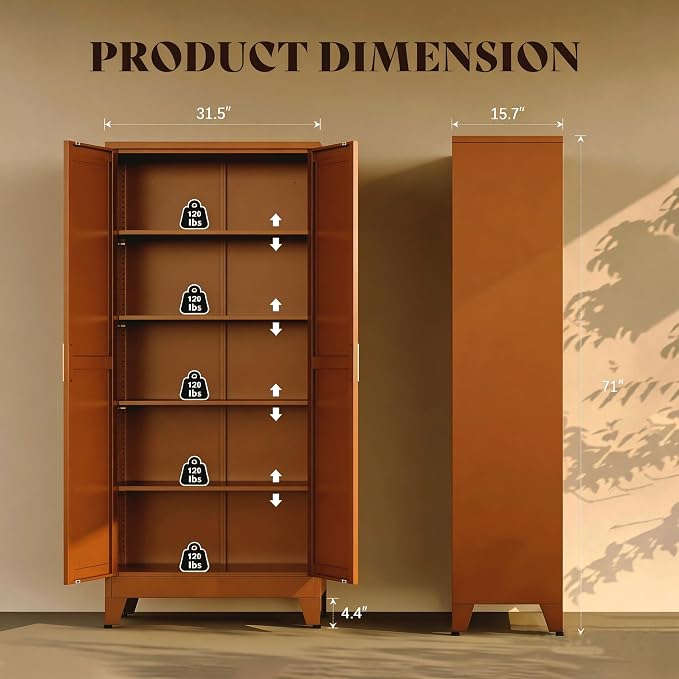 71" H Steel Storage Cabinet,Heavy Duty Tool Storage Cabinet,Metal Garage Storage Cabinets,Broom Closet Storage Cabinet,Utility Cabinet,White Storage Cabinets