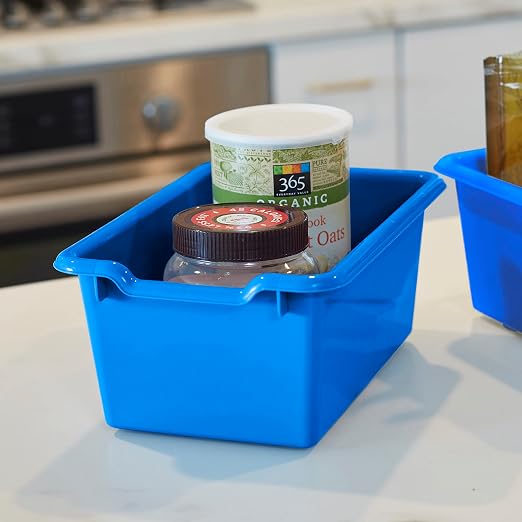 ECR4Kids Scoop Front Storage Bins, Multipurpose Organization, Blue, 10-Piece | Durable plastic, GREENGUARD Gold Certified, 1.2 gallon capacity, lightweight & nestable, built-in handle, classroom/home use
