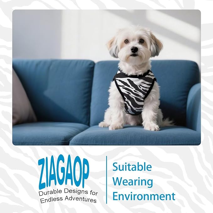 Adorable Zebra Print Dog Shirts – Lightweight, Cozy Outfit for Small to Medium Dogs, Soft & Snuggly Pet Wear for Everyday Comfort and Cuteness.Black XS