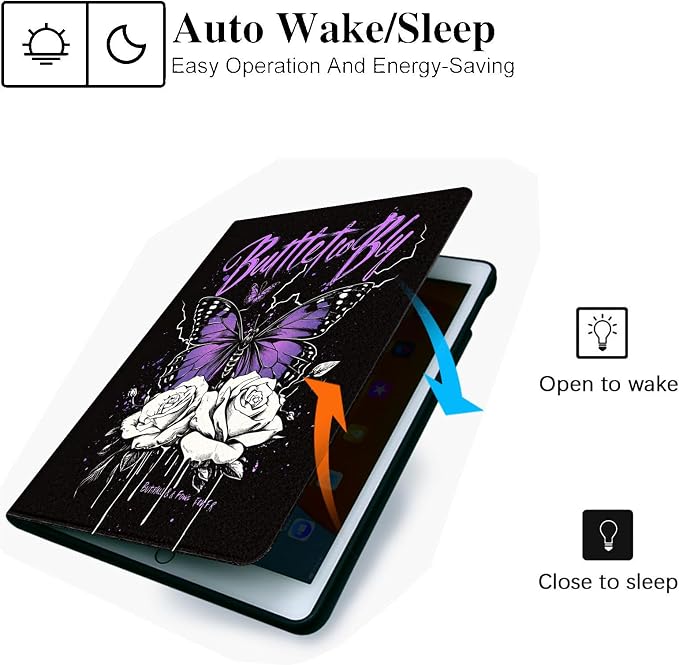 for Microsoft Surface Go 4/3/2/1-10.5" 2021 Tablet Case,Auto Wake/Sleep,Adjustable Stand Protective Cover - Purple Butterfly