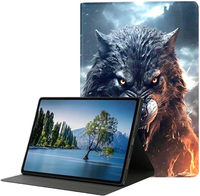 for Samsung Galaxy Tab A 8.0 2019(SM-T290/T295) Tablet Case,Premium Leather Folio Stand Auto Wake/Sleep,Multiple Viewing Stand,Dark Fierce Wolf