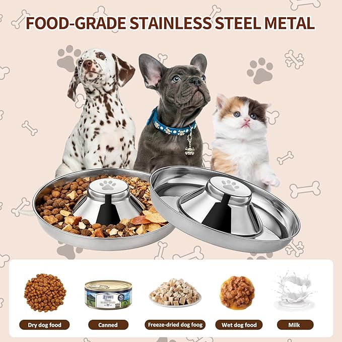 Stainless Steel Dog Bowls, Thickened Durable Replacement Bowls,Feeder Pet Bowl for Cat or Dog Food or Water Dish, for Fast Eating Large Breed, Metal Slow Feeder Dog Bowl Fits